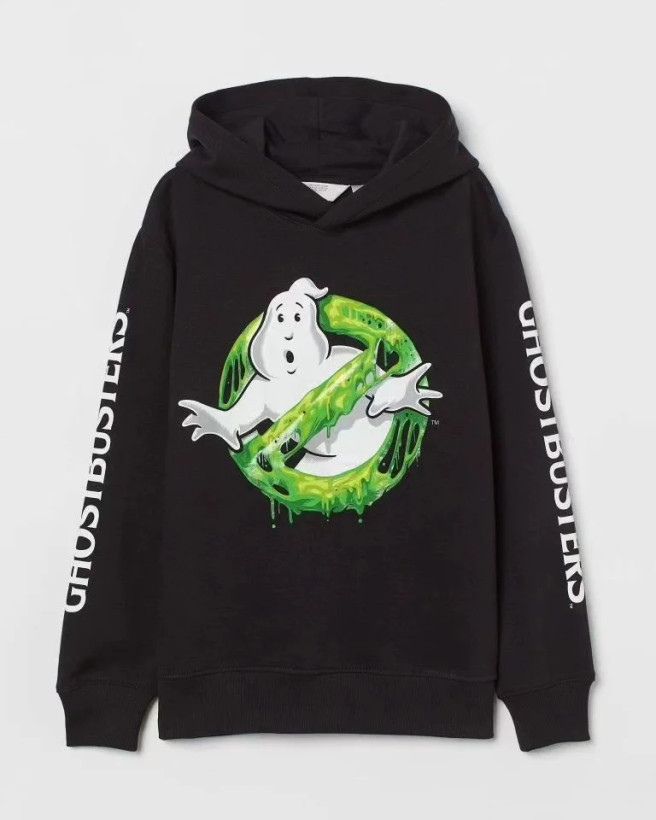 هودی کلاه دار پسرانه برند اچ اند ام h&m رنگ مشکی طرح Ghostbusters
