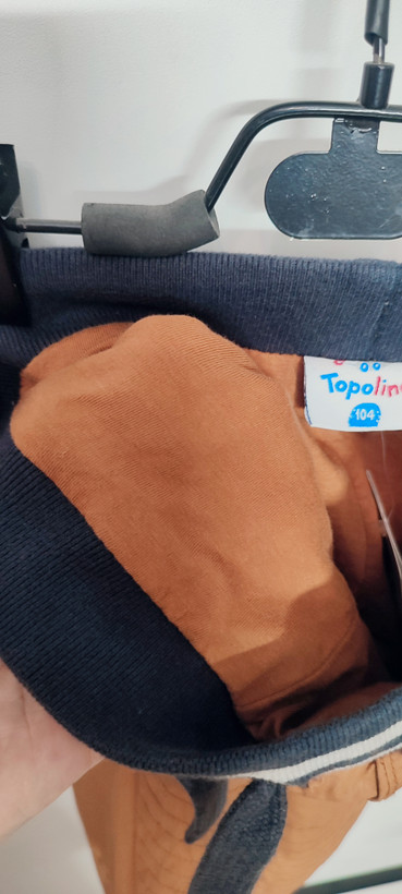 شلوار کتان لاینر دار پسرانه برند توپولینو topolino رنگ شتری